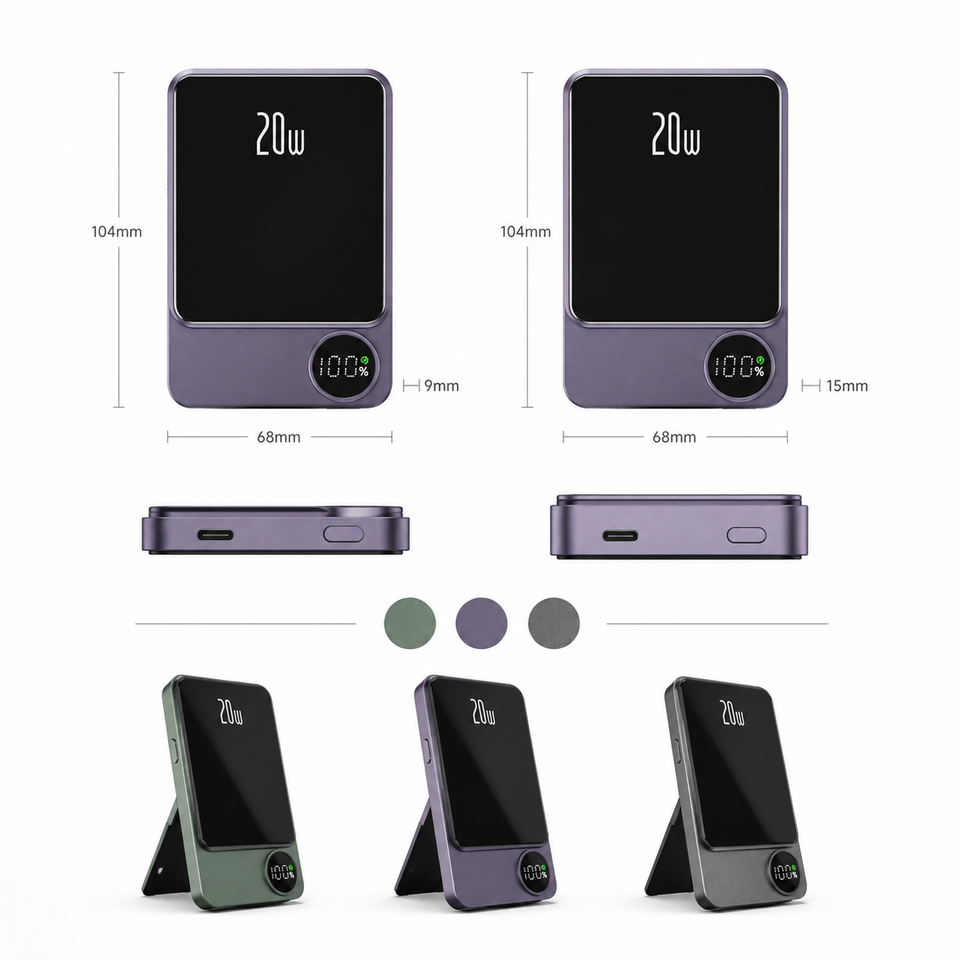 10000mAh magnetic wireless power bank with digital battery display