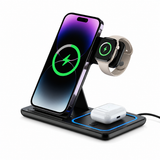 Foldable 3-in-1 wireless charging station for iPhone Apple Watch and AirPods