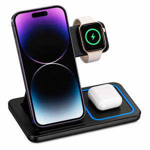 Foldable 3-in-1 wireless charging station for Apple devices