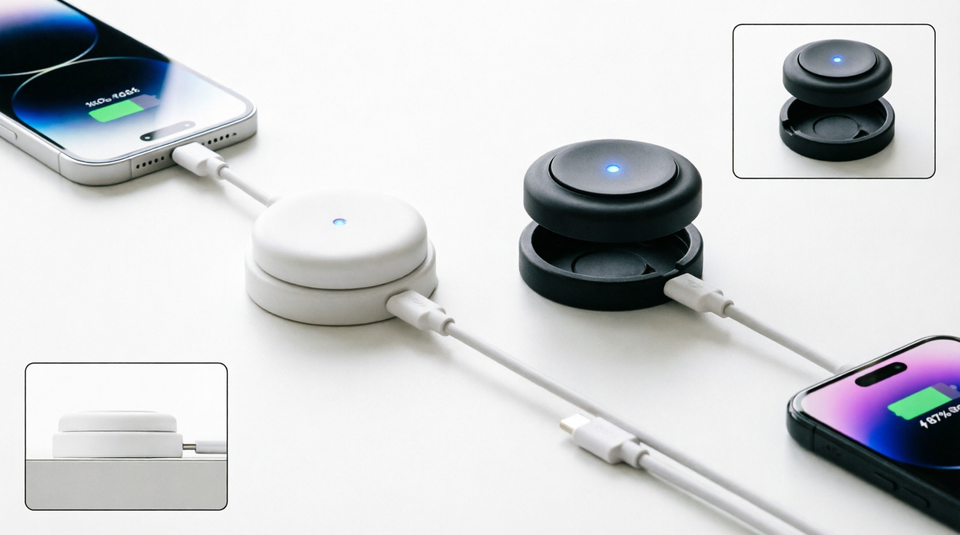 Embedded wireless charging station with USB-C and USB-A ports for smartphones.